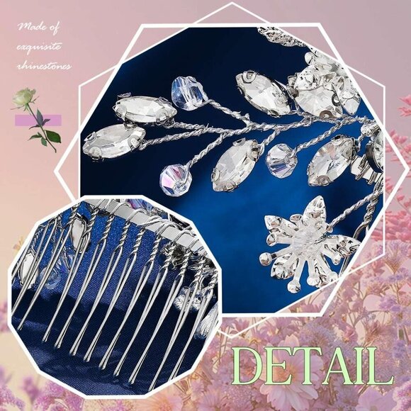 ?Women Silver Wedding Hair Clips Bridal Headpiece Prom Hair Accessories main image 7